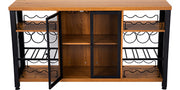 Bild in Galerie-Viewer laden, Amocart 47/55inch Industrial Bar Cabinet Wine Bar Cabinet Table with Wine Rack & Glass Holder for Dining Living Room Rustic Oak