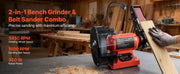 Bild in Galerie-Viewer laden, Amocart 8" Bench Grinder & 2" x 28" Belt Sander Combo 350W Professional Sanding Machine with LED Work Light for Metalworking