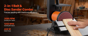Charger l'image dans la visionneuse de galerie, Amocart 6in Disc Sander & 2in x 42in Belt Sander 420W Bench Belt Disc Sanders Combo for DIY Woodworking Furniture Refinishing