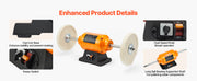 Load image into Gallery viewer, Amocart 1/2HP Bench Buffer Polisher 8inch 1725RPM/3450RPM Dual Speed with 2PCS Cotton Wheels Cast Iron Base for Metal Jewelry