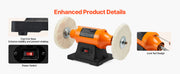 Load image into Gallery viewer, Amocart 1/2HP Bench Buffer Polisher 6-inch 3450RPM Single Speed with 2PCS Cloth Wheels Cast Iron Base for Metal Wood Polishing