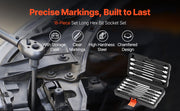 Charger l'image dans la visionneuse de galerie, Amocart Extra Long Allen Hex Bit Socket Set 18-Piece 3/8 inch Drive S2 Alloy Steel and Cr-V Steel Standard SAE and Metric