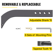 Load image into Gallery viewer, Amocart Box Blade Shank Scarifier Shank Ripper Shank with Removable Tapered Teeth and Pins for Replacement Digging Plowing