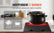 Charger l'image dans la visionneuse de galerie, Amocart 12 inch Electric Cooktop 2 Burners Built-in Electric Stove Top Ceramic Top Radiant Cooktop w/ Glass Panel Knob Control
