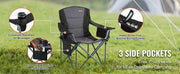 Load image into Gallery viewer, Amocart Camping Folding Chair for Adults Portable Quad Lumbar Back Padded Arm Chairs with Side Pockets for Beach, Lawn, Picnic