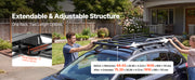 Bild in Galerie-Viewer laden, Amocart 64 x 39 x 4.53 in Roof Rack Cargo Basket with Extension 200 lbs Capacity Universal Fit for SUVs Trucks Vehicles Pickups