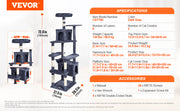 Charger l'image dans la visionneuse de galerie, Amocart Cat Tree for Indoor Cats Cat Tower with Cat Condo Sisal Scratching Post HammockTop Perch Jumping Platforms Dark Grey