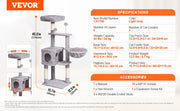 Charger l'image dans la visionneuse de galerie, Amocart Cat Tree for Indoor Cats Cat Tower with Cat Condo Sisal Scratching Post HammockTop Perch Jumping Platforms Dark Grey