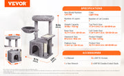 Charger l'image dans la visionneuse de galerie, Amocart Cat Tree for Indoor Cats Cat Tower with Cat Condo Sisal Scratching Post HammockTop Perch Jumping Platforms Dark Grey