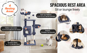 Charger l'image dans la visionneuse de galerie, Amocart Cat Tree for Indoor Cats Cat Tower with Cat Condo Sisal Scratching Post HammockTop Perch Jumping Platforms Dark Grey