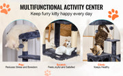 Charger l'image dans la visionneuse de galerie, Amocart Cat Tree for Indoor Cats Cat Tower with Cat Condo Sisal Scratching Post HammockTop Perch Jumping Platforms Dark Grey
