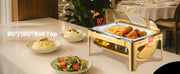 Load image into Gallery viewer, Amocart 9Qt Roll Top Chafing Dish Buffet Stainless Steel Chafer with Full Size Pan Visible Lid Rectangle Catering Warmer Server