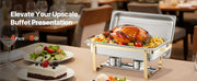 Charger l'image dans la visionneuse de galerie, Amocart 8 Qt 4 Pack Chafing Dish Buffet Set Stainless Steel Chafer with 2 Full Size and 4 Half Size Pans Catering Warmer Server