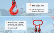Bild in Galerie-Viewer laden, Amocart 3T Chain Sling 6ft 8mm/10mm Heavy Duty Lifting Chains with 2 Leg Grab Hooks G80 for Engine Manual Hoist Lifting Tool