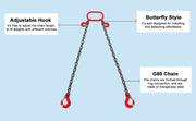 Bild in Galerie-Viewer laden, Amocart 3T Chain Sling 6ft 8mm/10mm Heavy Duty Lifting Chains with 2 Leg Grab Hooks G80 for Engine Manual Hoist Lifting Tool