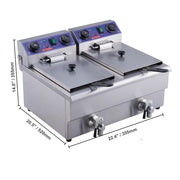 Bild in Galerie-Viewer laden, Amocart Electric Deep Fryer w/Dual Removable Tanks 12L 5000W Commercial Countertop Fryer for Chicken French Fries