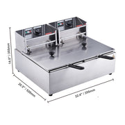 Bild in Galerie-Viewer laden, Amocart Electric Deep Fryer w/Dual Removable Tanks 12L 5000W Commercial Countertop Fryer for Chicken French Fries
