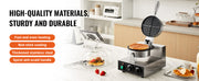 Bild in Galerie-Viewer laden, Amocart Commercial Waffle Maker 1230W Round Waffle Baker Machine Non-Stick Stainless Steel Belgian Waffle Iron w/ TIme Control