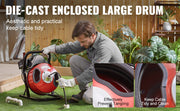 Bild in Galerie-Viewer laden, Amocart Drain Cleaner Machine 50FT 1/2 Inch Manual Feed Sewer Snake Auger with 4 Cutters & Air-activated Foot Switch for Pipes