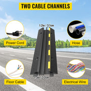 Bild in Galerie-Viewer laden, Amocart Cable Protector Ramp Wire Cable Cover Cord Guard 2 Channels Rubber + PVC 11000LBS Speed Bump Parking Driveway Traffic