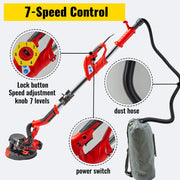 Charger l'image dans la visionneuse de galerie, Amocart Drywall Sander 850W Variable Speed 800-1750RPM Electric Drywall Sander Foldable Sheetrock Sander with Handle Vacuum Bag