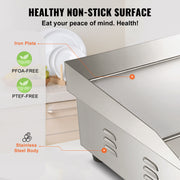 Charger l'image dans la visionneuse de galerie, SucceBuy 21In Commercial Electric Grill Flat Pan Stainless Steel Desktop Griddle Hotplate Teppanyaki Grill w/Temperature Control