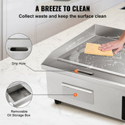 Charger l'image dans la visionneuse de galerie, SucceBuy 21In Commercial Electric Grill Flat Pan Stainless Steel Desktop Griddle Hotplate Teppanyaki Grill w/Temperature Control