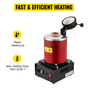Charger l'image dans la visionneuse de galerie, Amocart 1350W Gold Melting Furnace with 1 kg and 3 kg Ceramic Crucible Ingot Die for Processing of Gold Silver Aluminum Copper