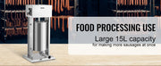 Charger l'image dans la visionneuse de galerie, Amocart 10L/15L Electric Sausage Stuffer Stainless Steel Making Sausage Machine Commercial Grade with 4 Filling Funnel for Home