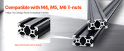 Charger l'image dans la visionneuse de galerie, Amocart Linear Rail 4-5 PCS 1000mm/1200mm/1500mm/2000mm T Slot 2040 Aluminum Extrusion Profile for 3D Printer, CNC Machine DIY