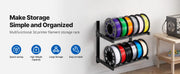 Charger l'image dans la visionneuse de galerie, Amocart 2-Tier Wall Mount Printer Filament Storage Rack with Wheels Rolling Filament Spool Holders for 3D Printing Studio