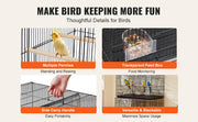 Bild in Galerie-Viewer laden, Amocart 30In Flight Bird Cage Stackable Divided Small Animal Cage for Kinds of Birds Pet Travel Birdcage with Handle and Perche
