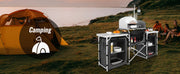 Bild in Galerie-Viewer laden, Amocart Camping Outdoor Kitchen Table Cabinet Foldable Folding Cooking Storage Rack Aluminum Alloy Bracket for BBQ Picnic