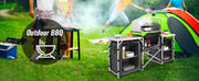 Bild in Galerie-Viewer laden, Amocart Camping Outdoor Kitchen Table Cabinet Foldable Folding Cooking Storage Rack Aluminum Alloy Bracket for BBQ Picnic
