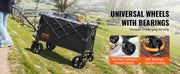 Charger l'image dans la visionneuse de galerie, Amocart Collapsible Folding Wagon Beach Wagon Cart with All-Terrain Wheels Drink Holder Sport Wagon for Camping Shopping Garden