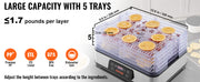 Charger l'image dans la visionneuse de galerie, SucceBuy 5 Tray Food Dehydrator Machine 300W Stainless Steel Electric Food Dryer w/ Digital Adjustable Timer & Temperature
