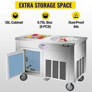 Charger l'image dans la visionneuse de galerie, Amocart Commercial Fried Ice Cream Roll Machine w/ 6 Buckets Single Square Pan Stainless Steel Home Ice Cream Porridge Maker