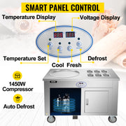 Charger l'image dans la visionneuse de galerie, Amocart Commercial Fried Ice Cream Roll Machine w/ 6 Buckets Single Square Pan Stainless Steel Home Ice Cream Porridge Maker