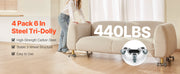 Bild in Galerie-Viewer laden, Amocart 4pcs Furniture Dolly Movers with Triangle Swivel Caster & 3 Wheels Fridge Lift Mover Tool Set for Home Appliances Sofa