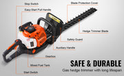 Bild in Galerie-Viewer laden, Amocart 23.2-inch 26CC 2 Cycle Gas Hedge Trimmer Gas Powered Handheld Hedge Trimmer 180° Adjustable for Trimming Shrubs Bushes