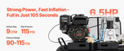 Charger l'image dans la visionneuse de galerie, Amocart 9 Gallon Twin-Tank Gas Powered Air Compressor 6.5 HP 9 CFM Gas Driven Air Compressor Tank on Wheel for Tire Inflation