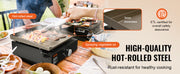 Bild in Galerie-Viewer laden, Amocart 18/24inch Propane Gas Tabletop Griddle with Hot-rolled Plate Carbon Steel Portable Table Top Griddle Grill for Camping