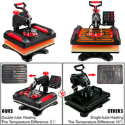 Load image into Gallery viewer, Amocart 5/8in1 15x15"/12x15"Dual-tube Heating Insulation Cotton Heat Press Sublimation Machine 360°Swing Design for Tshirts Etc