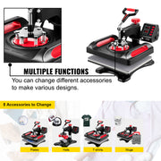 Load image into Gallery viewer, Amocart 5/8in1 15x15"/12x15"Dual-tube Heating Insulation Cotton Heat Press Sublimation Machine 360°Swing Design for Tshirts Etc