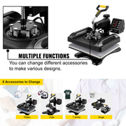 Bild in Galerie-Viewer laden, Amocart 30*38CM 8 in 1 Combo Upgrade Heat Press Machine 360° Rotation Sublimation Printer Cap Shirt Mug Plate 2D Heat Transfer
