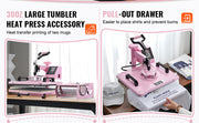 Bild in Galerie-Viewer laden, Amocart Heat Press Machine 12x15 inch 8 in 1 Heat Transfer Machine 360° Swing Away T-Shirt for T-Shirts/Mugs/Hats/Plates Pink