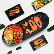 Charger l'image dans la visionneuse de galerie, Amocart 2in1 Electric BBQ Pan Grill Hot Pot Multifunction Home Portable Smokeless Nonstick Detachable Hot Pot Barbecue Plate