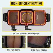 Charger l'image dans la visionneuse de galerie, Amocart 2in1 Electric BBQ Pan Grill Hot Pot Multifunction Home Portable Smokeless Nonstick Detachable Hot Pot Barbecue Plate