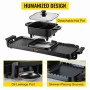 Charger l'image dans la visionneuse de galerie, Amocart 2in1 Electric BBQ Pan Grill Hot Pot Multifunction Home Portable Smokeless Nonstick Detachable Hot Pot Barbecue Plate