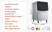 Charger l'image dans la visionneuse de galerie, Amocart 250LBS Commercial Ice Maker with Storage Bin Ice Bin Stainless Steel Ice Maker Machine with Filter for Home Bar Hotel
